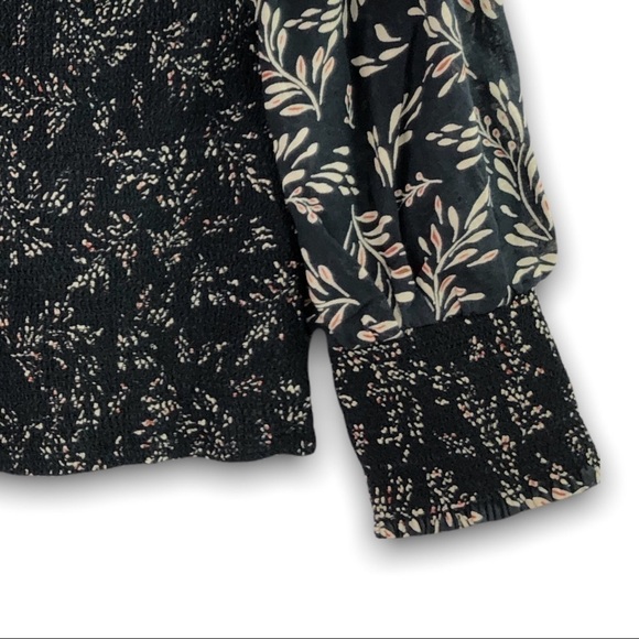 Zara - Crop Puff Sleeve Elastic Waist / Sleeve Fern Leaf Top - XS - Picture 3 of 7